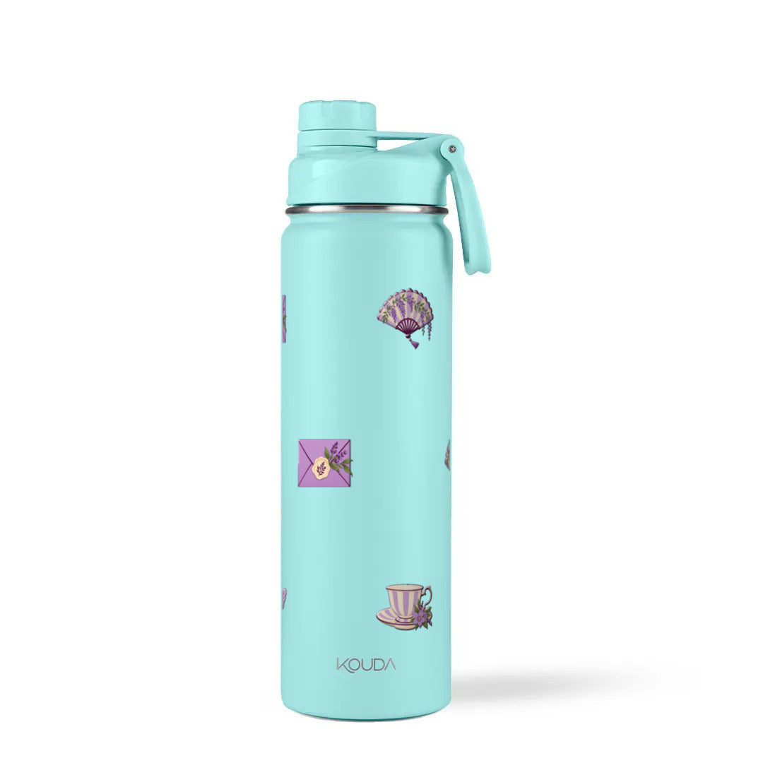 Garrafa Térmica Kouda Ladakh 660ml Lavanda Botânica Turquesa