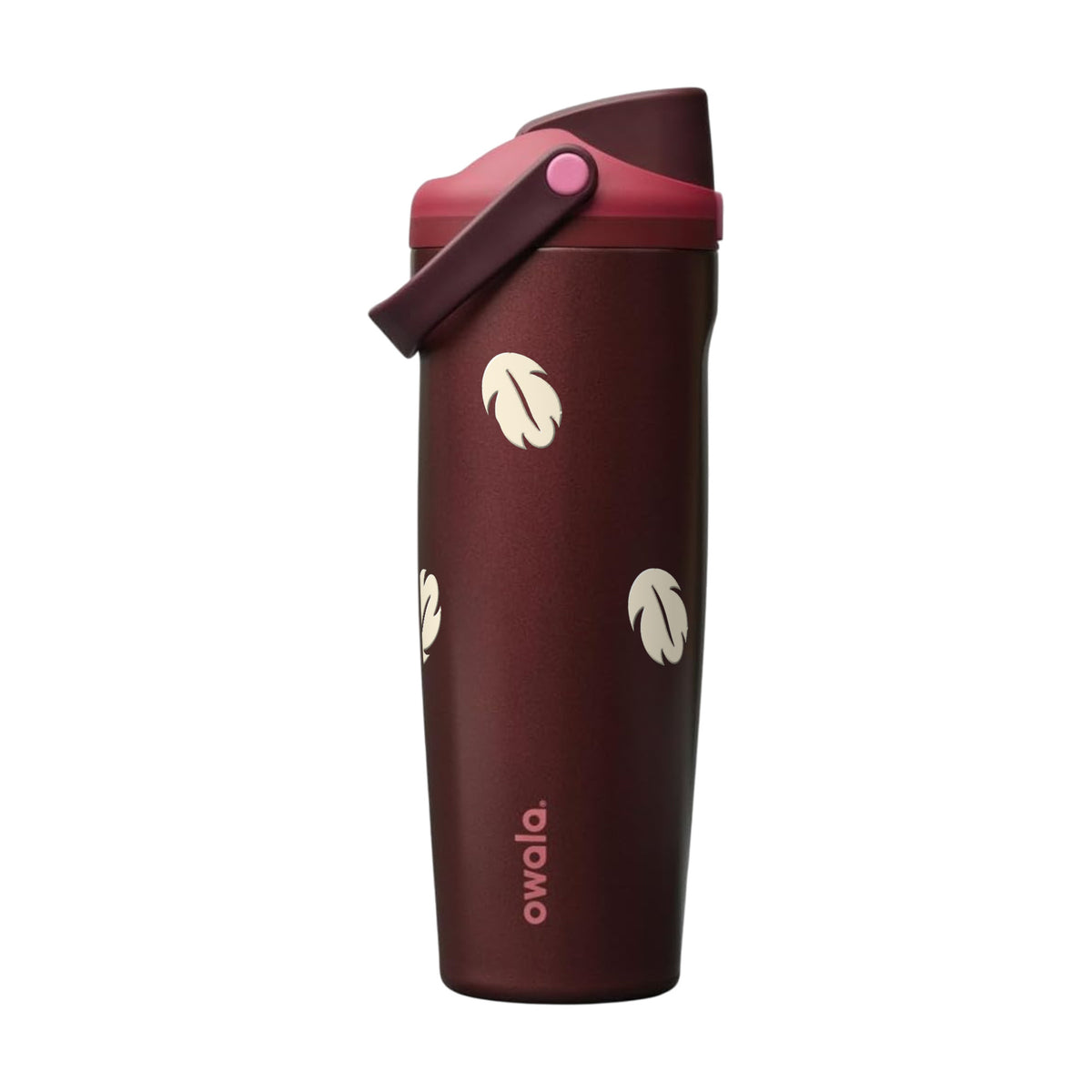 Garrafa Térmica Owala FreeSip Sway 887ml Folhas Creme Black Cherry