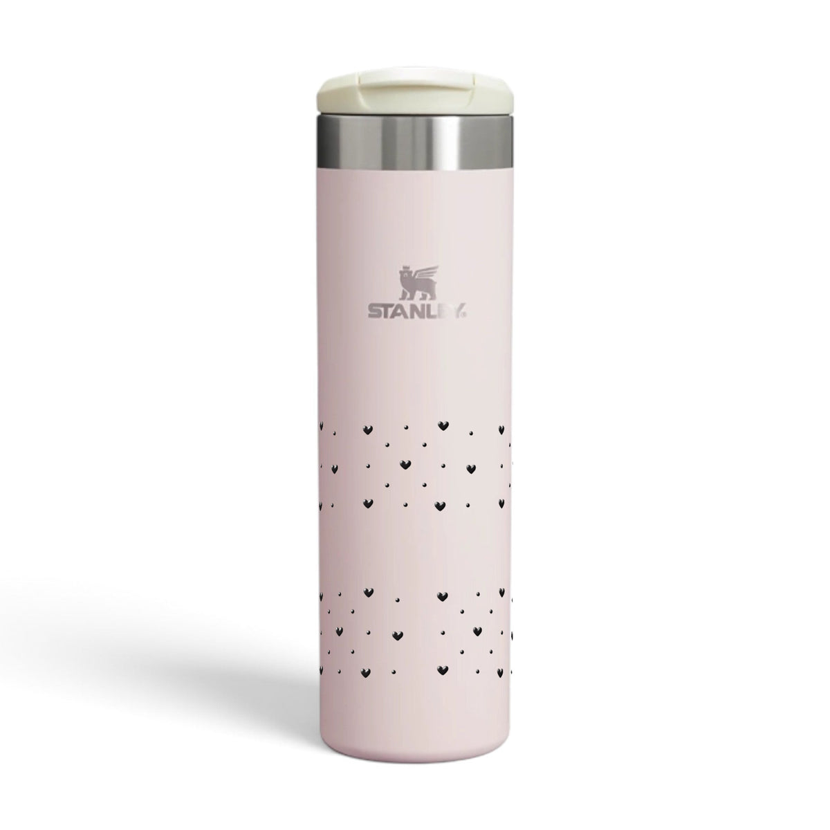Garrafa Térmica Stanley Aerolight Transit 591ml Corações Preta Rose Quartzo