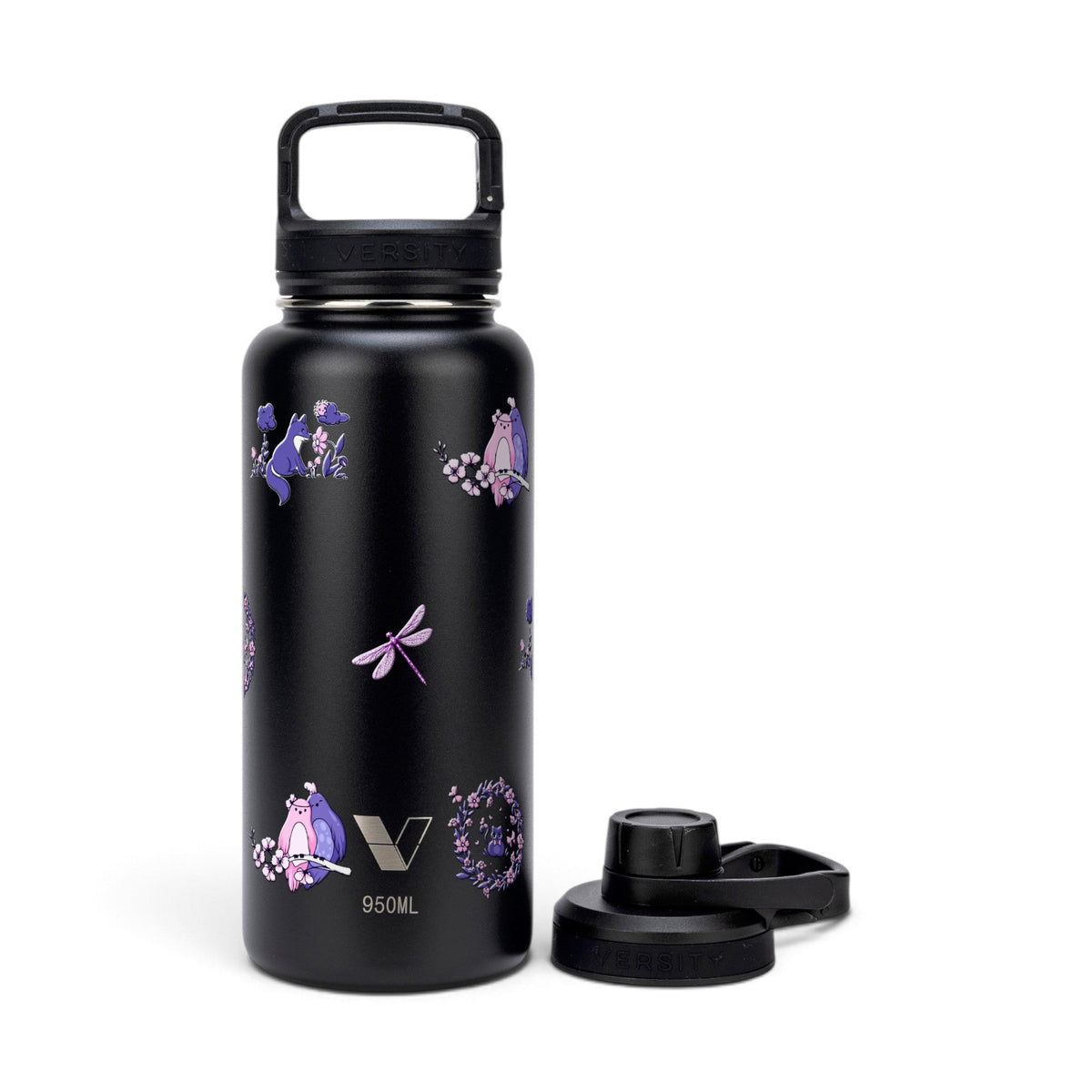 Garrafa Térmica Versity ColdKeeper 950ml Natureza Lilás Preta