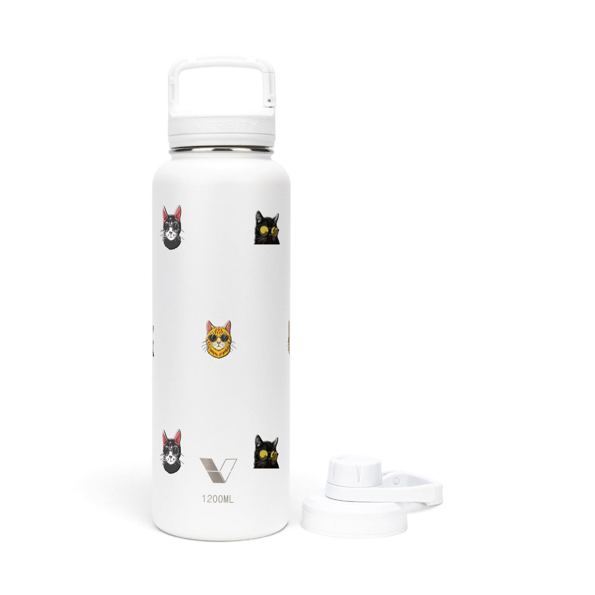 Garrafa Térmica Versity ColdKeeper 1200ml Gatos de Óculos Branca