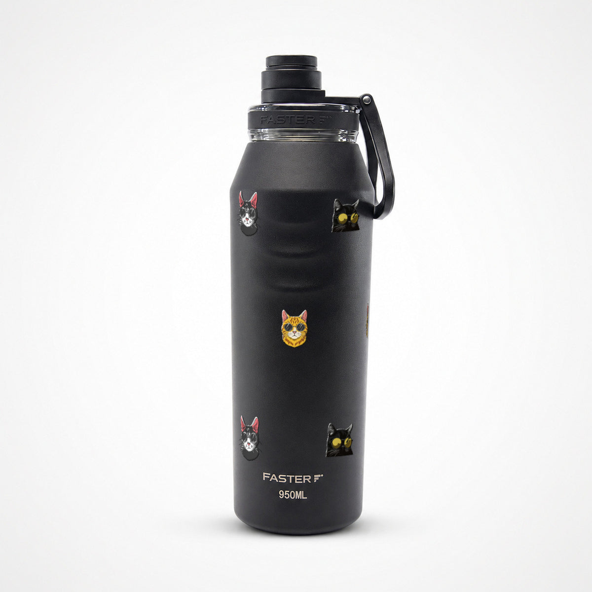 Garrafa Térmica Faster Oásis 950ml Gatos de Óculos Preto