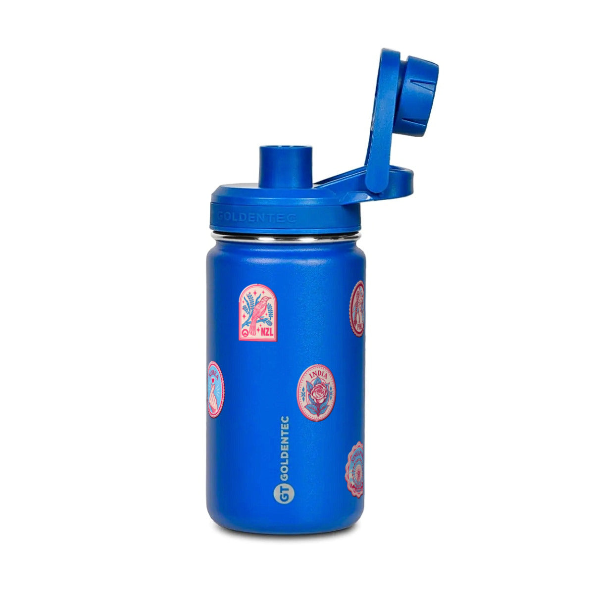 Garrafa Térmica Goldentec 350ml Selos de Viagem Azul