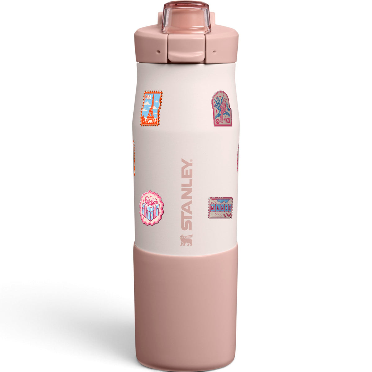 Garrafa Térmica Stanley Vitalize Tempo 710ml Selos de Viagem Rose Quartz
