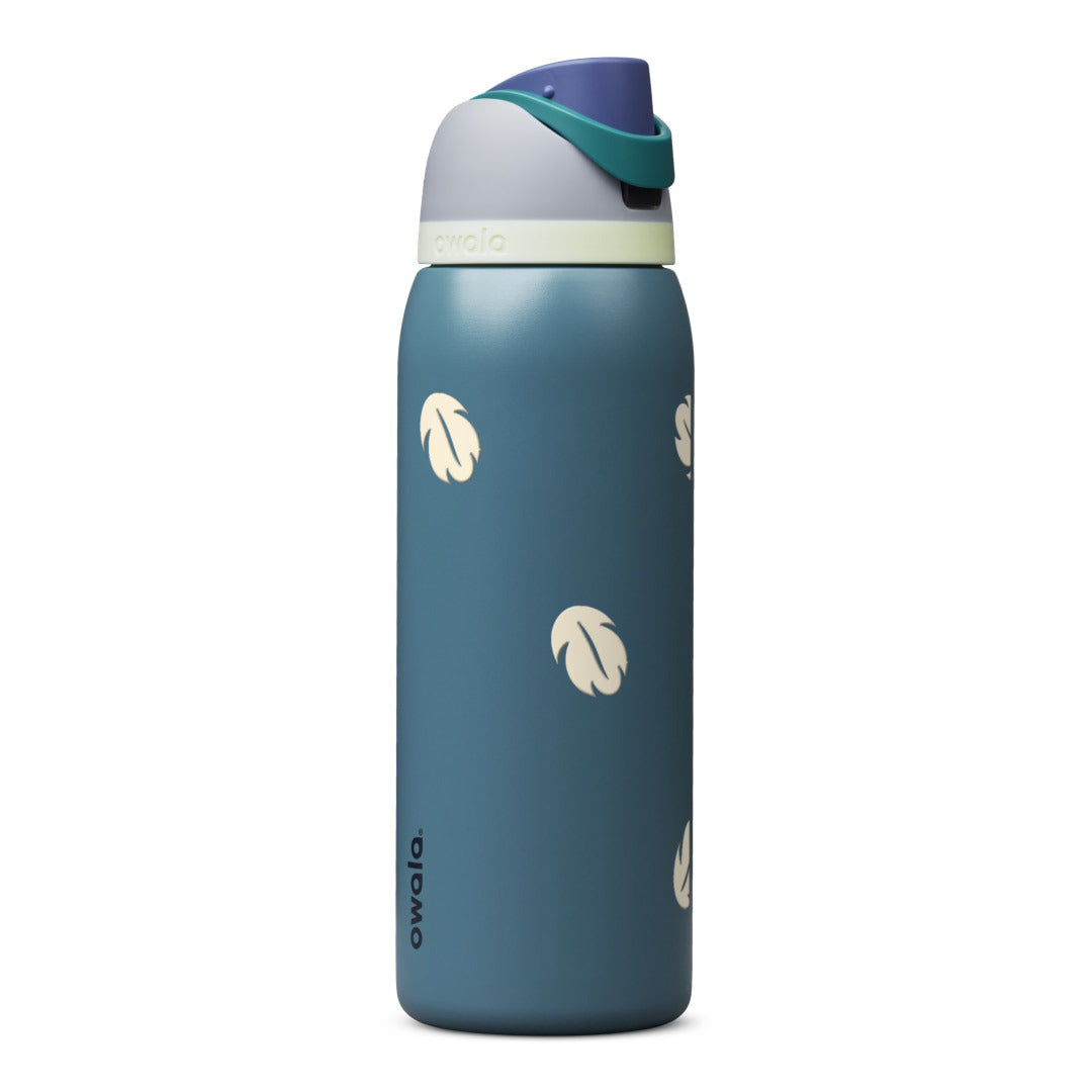 Garrafa Térmica Owala FreeSip 1180ml Folhas Creme Denim