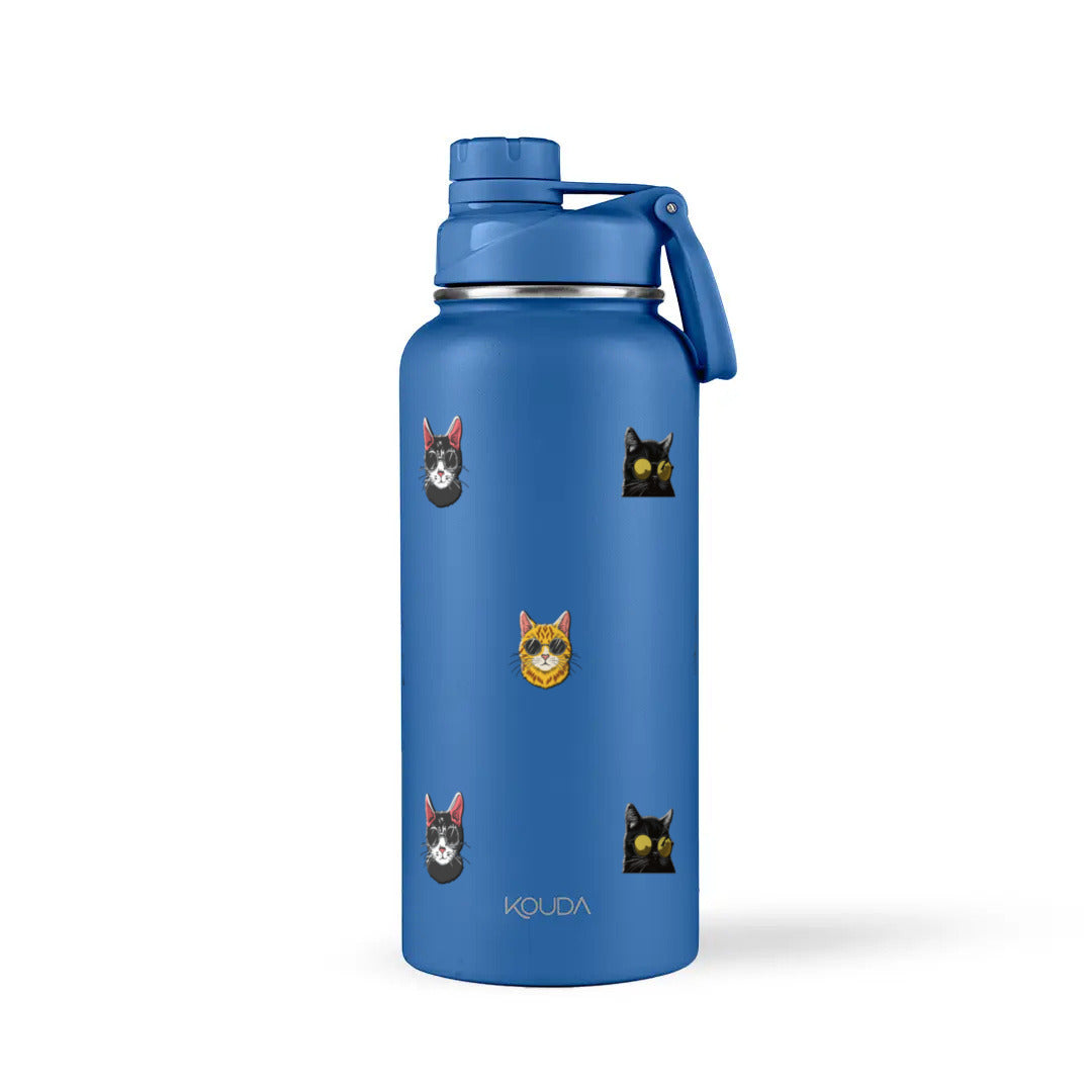 Garrafa Térmica Kouda Ladakh 960ml Gatos de Óculos Azul
