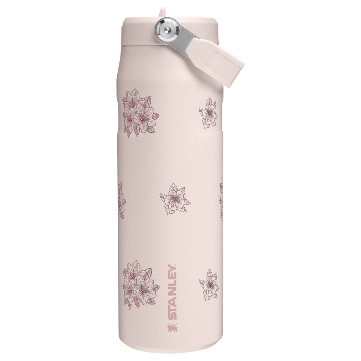 Garrafa Térmica Stanley Aerolight Flip Straw 710ml Floral Rosa Rose Quartz