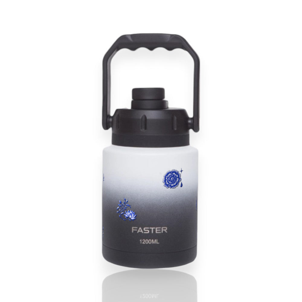 Garrafa Térmica Faster Growler 1200ml Porcelana de Coalas Preta com branco