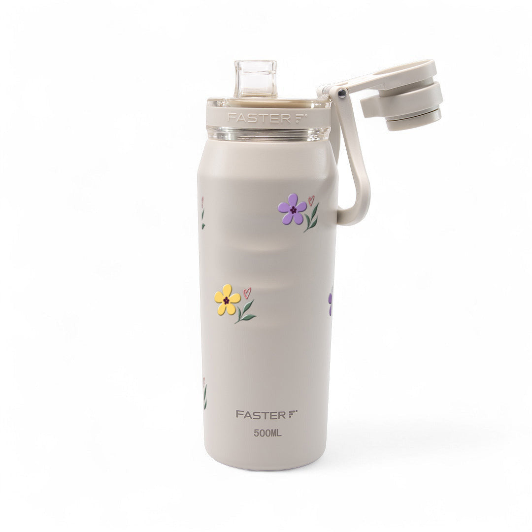 Garrafa Térmica Faster Oásis 500ml Floral Club Creme