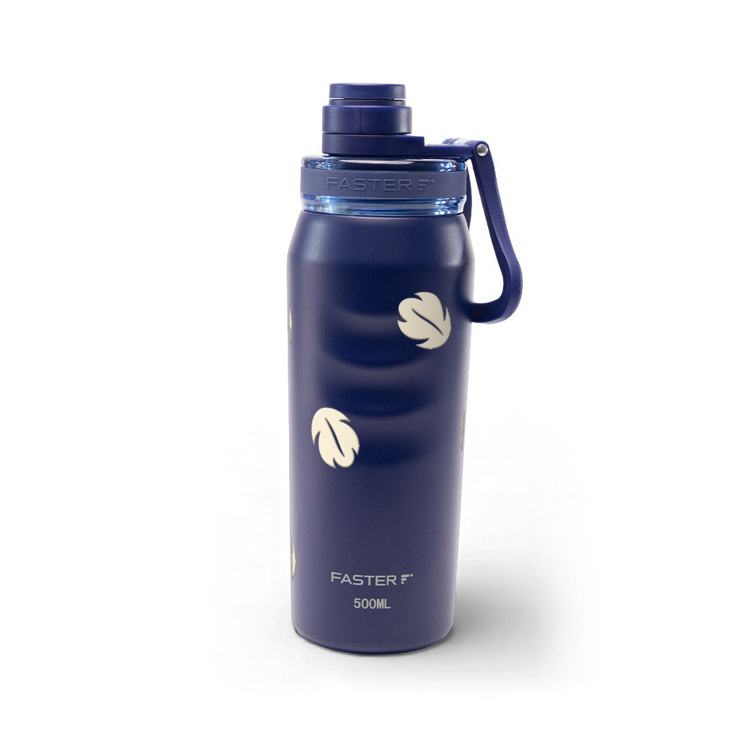 Garrafa Térmica Faster Oásis 500ml Folhas Creme Marinho