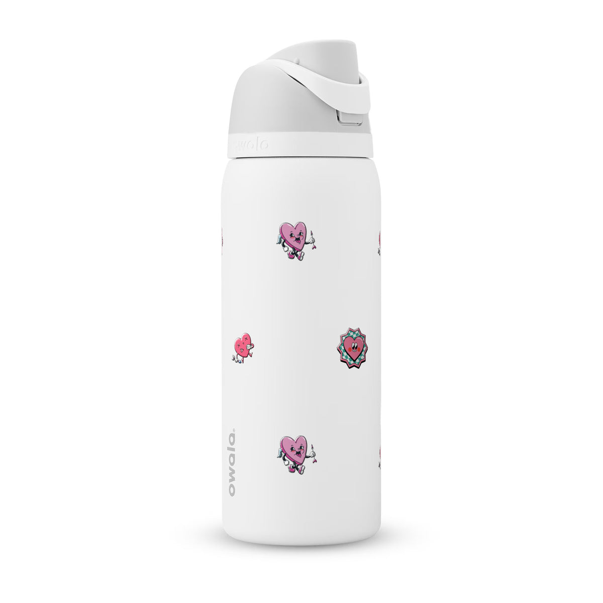 Garrafa Térmica Owala FreeSip 946ml Corações White Marshmallow