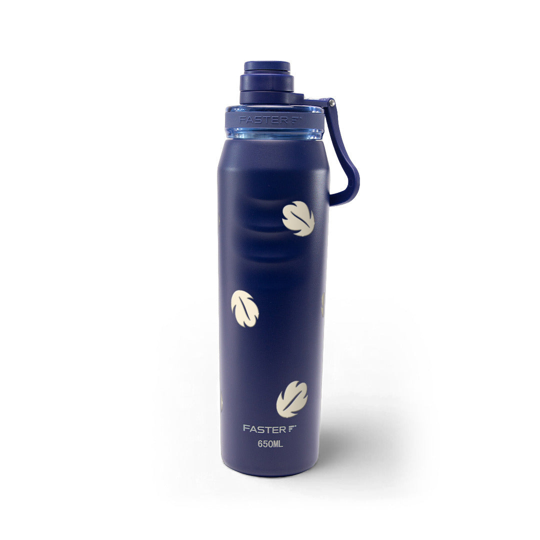 Garrafa Térmica Faster Oásis 650ml Folhas Creme Marinho
