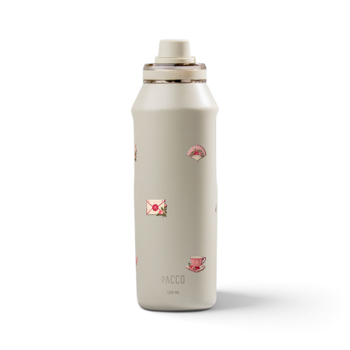 Garrafa Térmica PACCO Vyta 1200ml Rosé Romântico Creme
