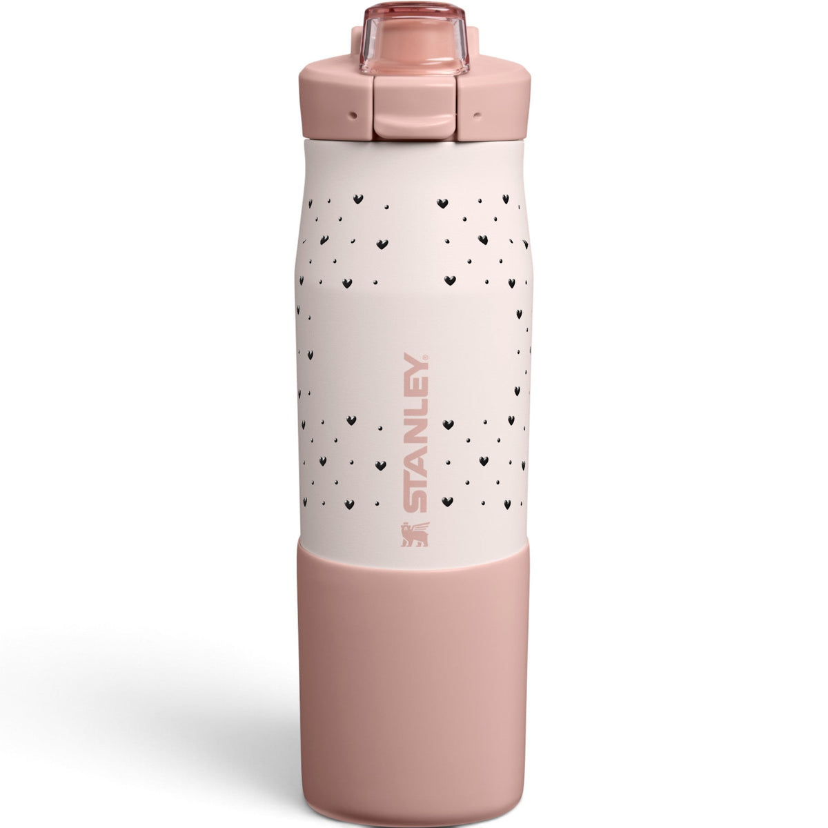 Garrafa Térmica Stanley Vitalize Tempo 710ml Corações Preta Rose Quartz