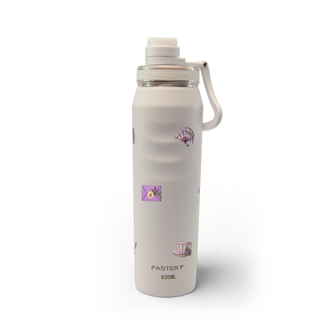 Garrafa Térmica Faster Oásis 650ml Lavanda Botânica Areia