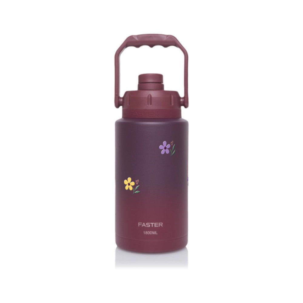 Garrafa Térmica Faster Growler 1800ml Floral Club Cereja gradiente