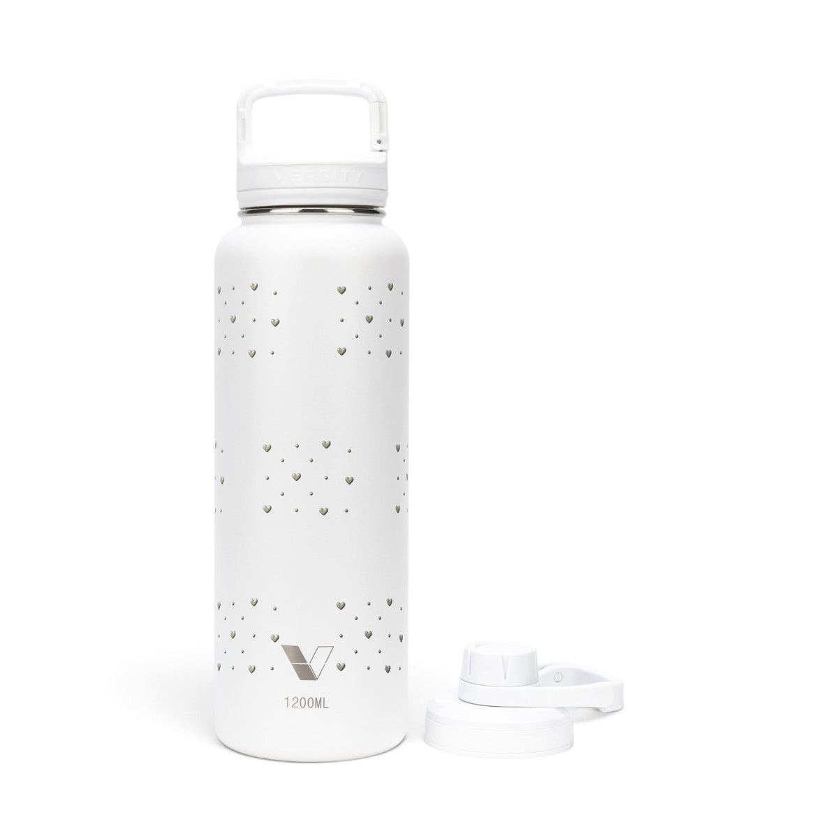 Garrafa Térmica Versity ColdKeeper 1200ml Corações Sálvia Branca