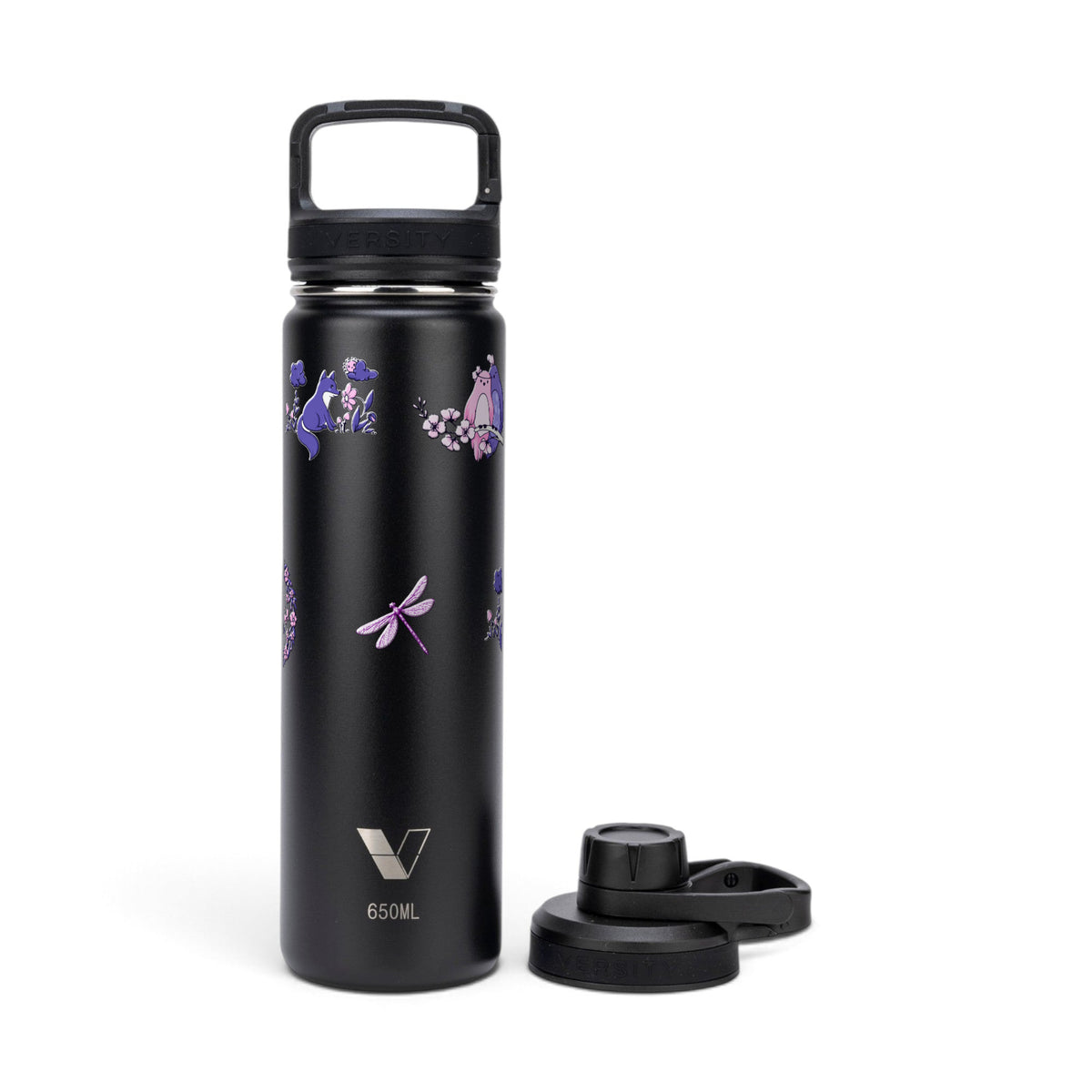 Garrafa Térmica Versity ColdKeeper 650ml Natureza Lilás Preta