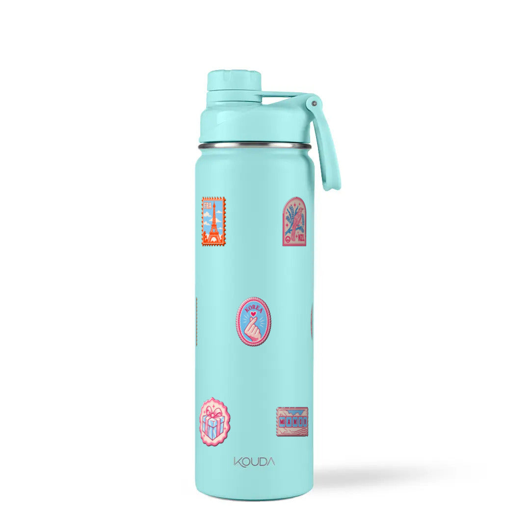 Garrafa Térmica Kouda Ladakh 660ml Selos de Viagem Turquesa