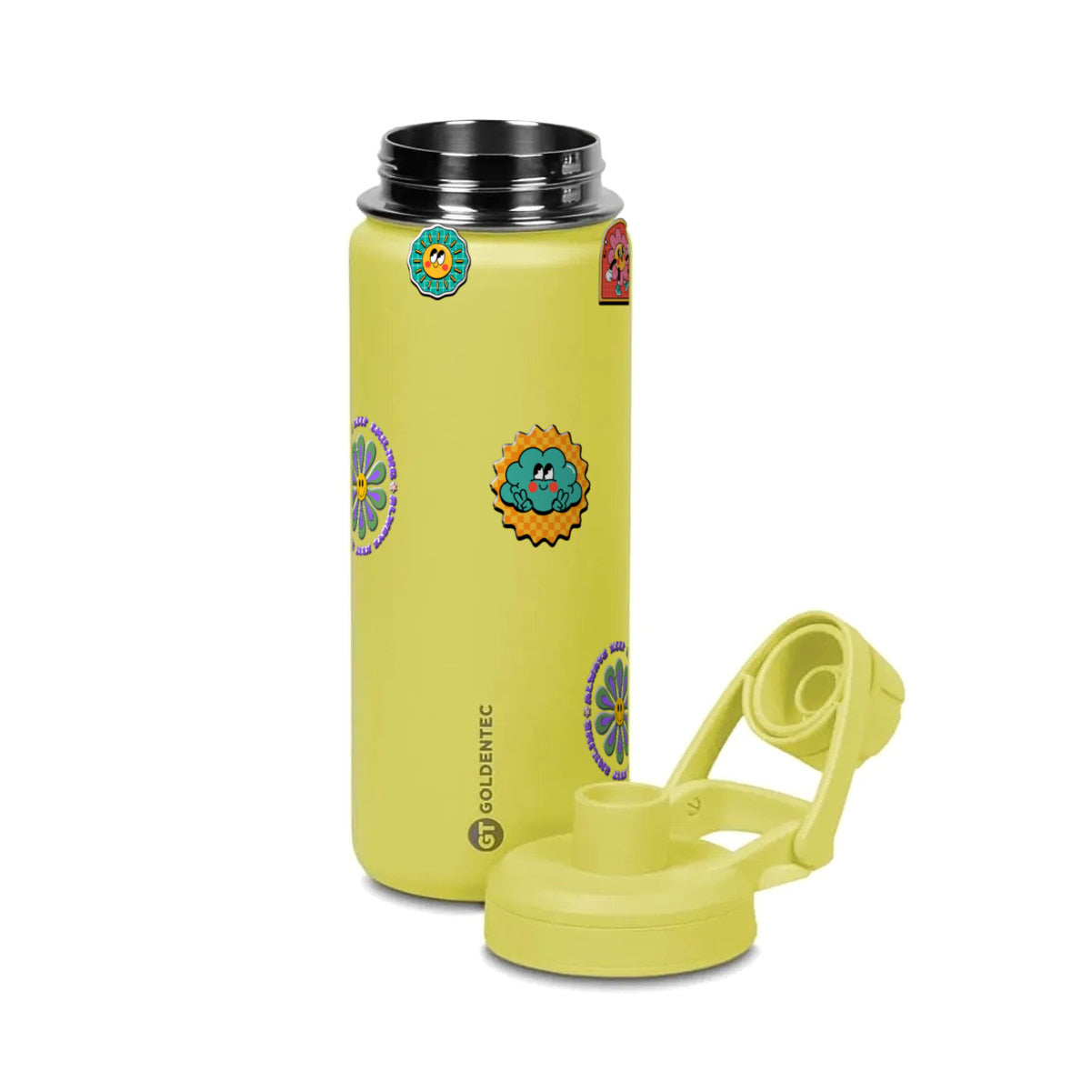Garrafa Térmica Goldentec 500ml Retrô Good Vibes Amarela