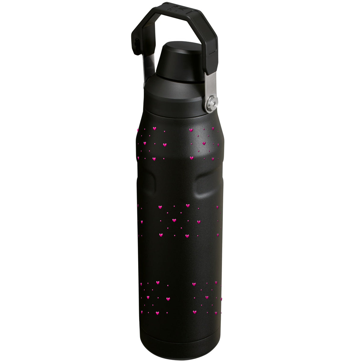 Garrafa Térmica Stanley Aerolight Fast Flow 1,1L Corações Rosa Matte Black