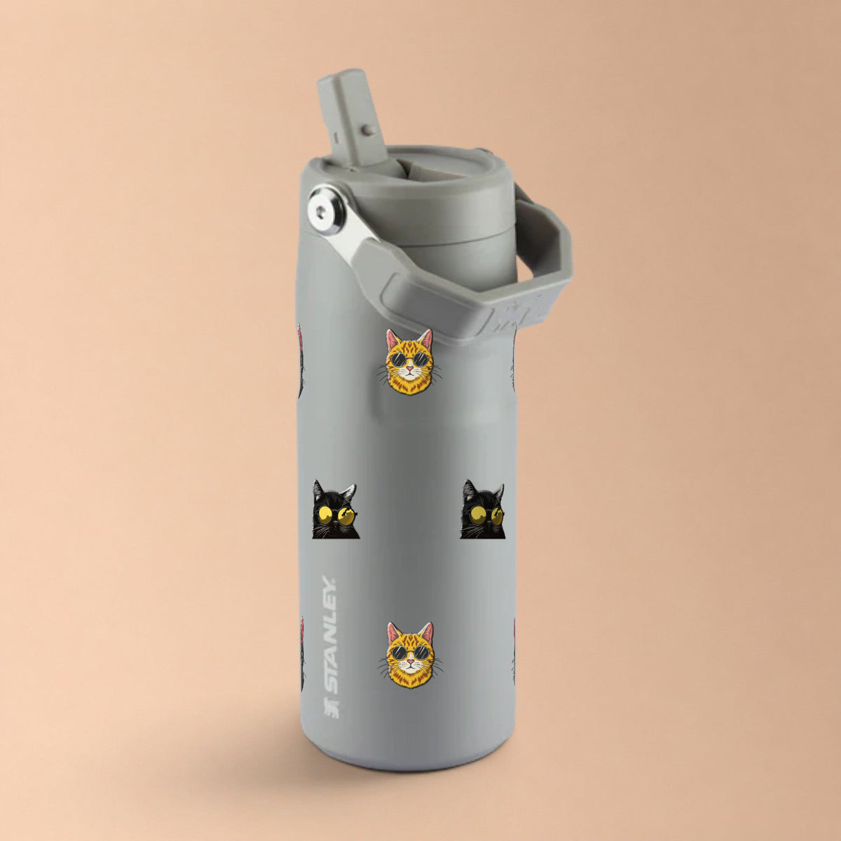 Garrafa Térmica Stanley Aerolight Flip Straw 473ml Gatos de Óculos Ash