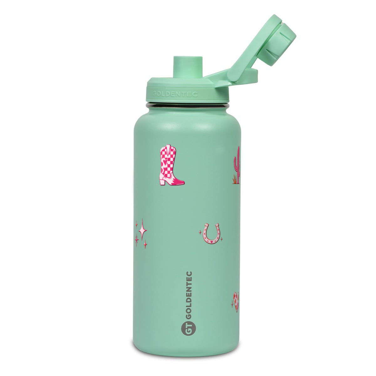 Garrafa Térmica Goldentec 1000ml Country Rosa Verde Menta