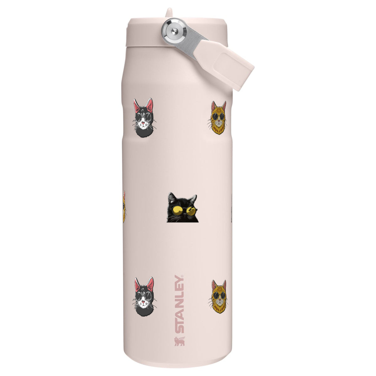 Garrafa Térmica Stanley Aerolight Flip Straw 710ml Gatos de Óculos Rose Quartz