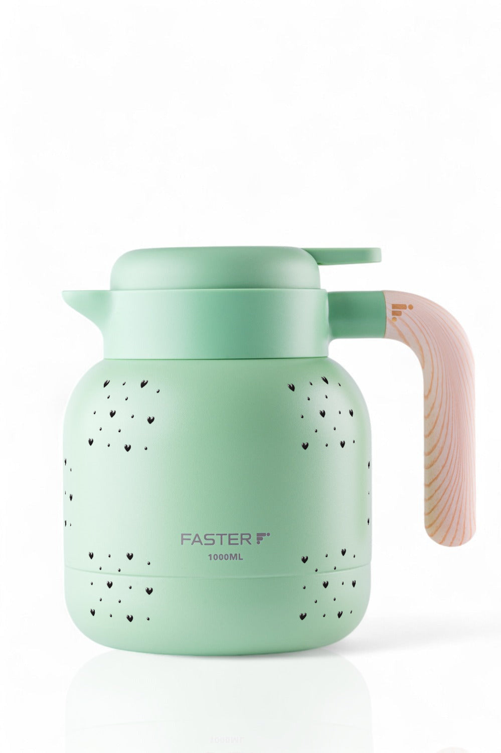 Garrafa de Café Expresso Faster 1000ml Corações Preta Menta