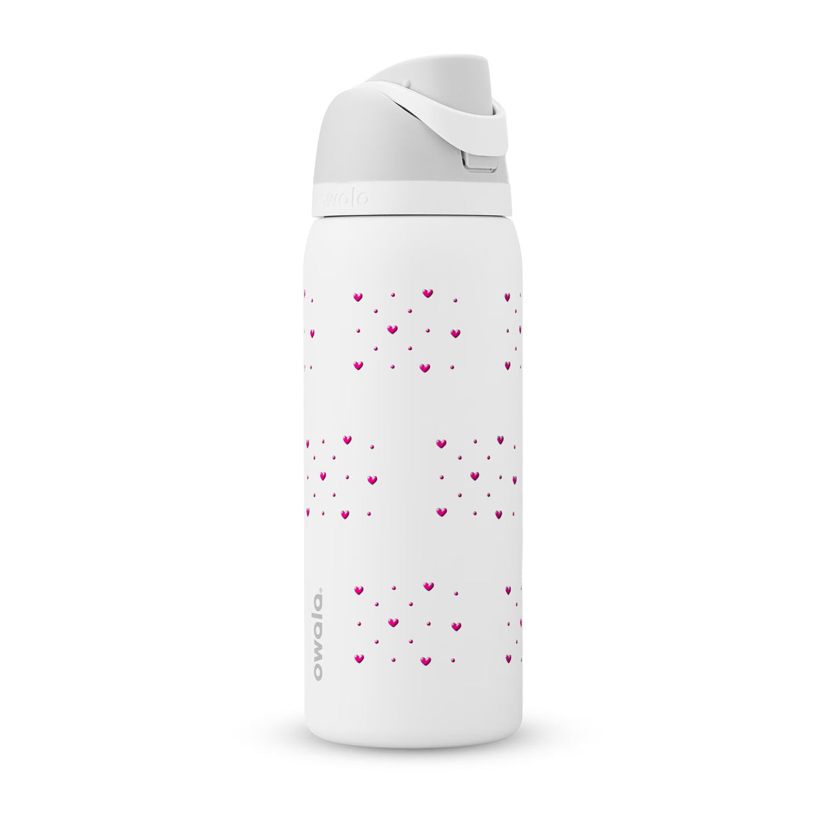 Garrafa Térmica Owala FreeSip 946ml Corações Rosa White Marshmallow