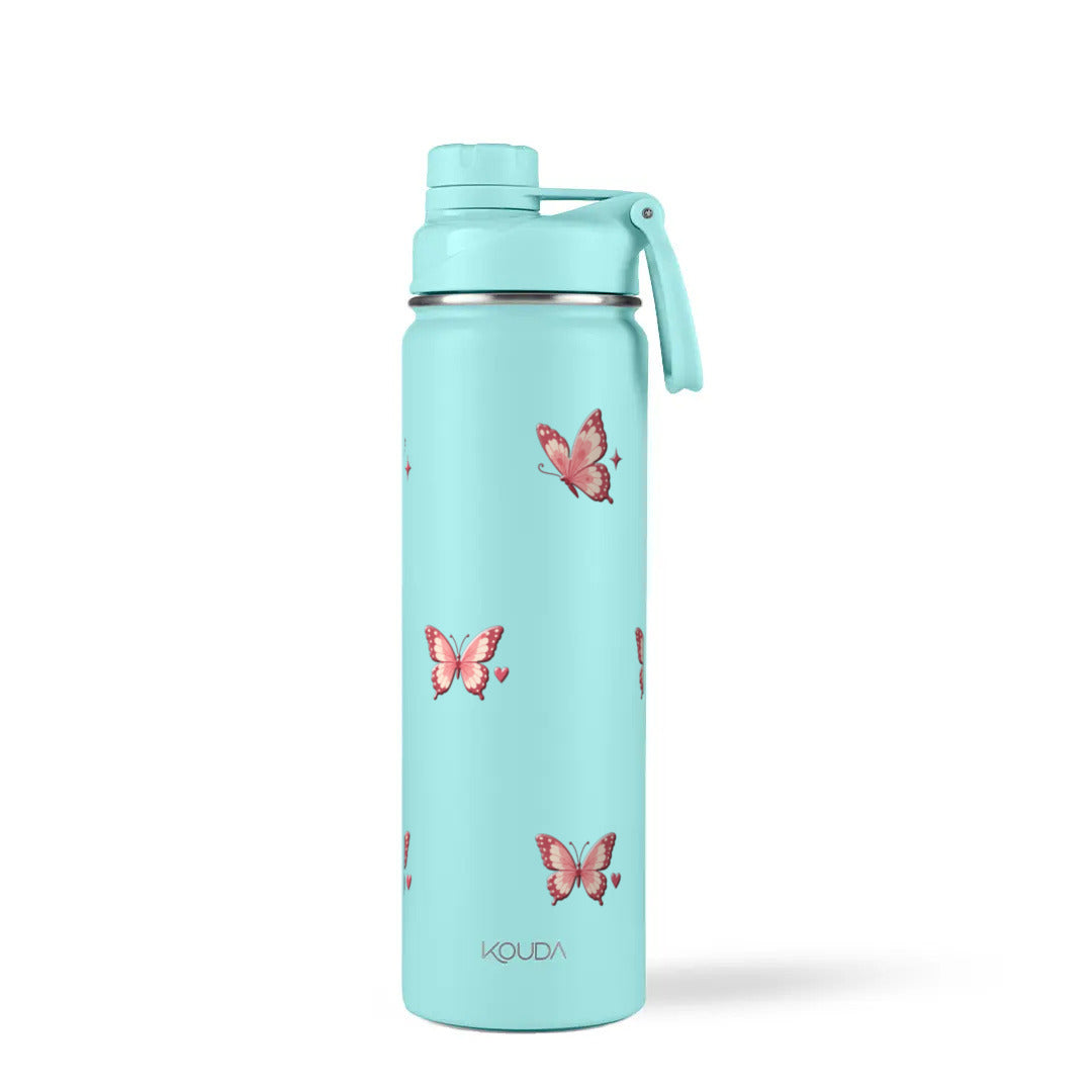 Garrafa Térmica Kouda Ladakh 660ml Rosé Butterfly Turquesa
