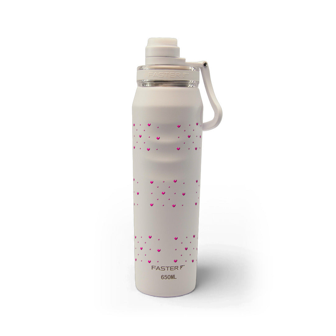 Garrafa Térmica Faster Oásis 650ml Corações Rosa Areia