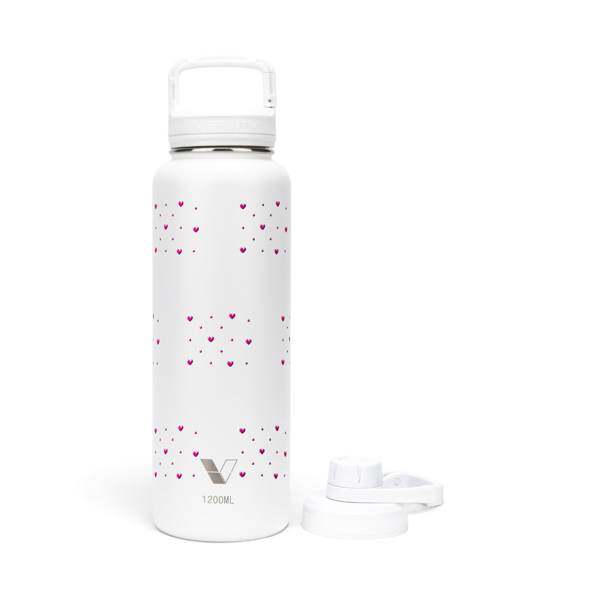Garrafa Térmica Versity ColdKeeper 1200ml Corações Rosa Branca