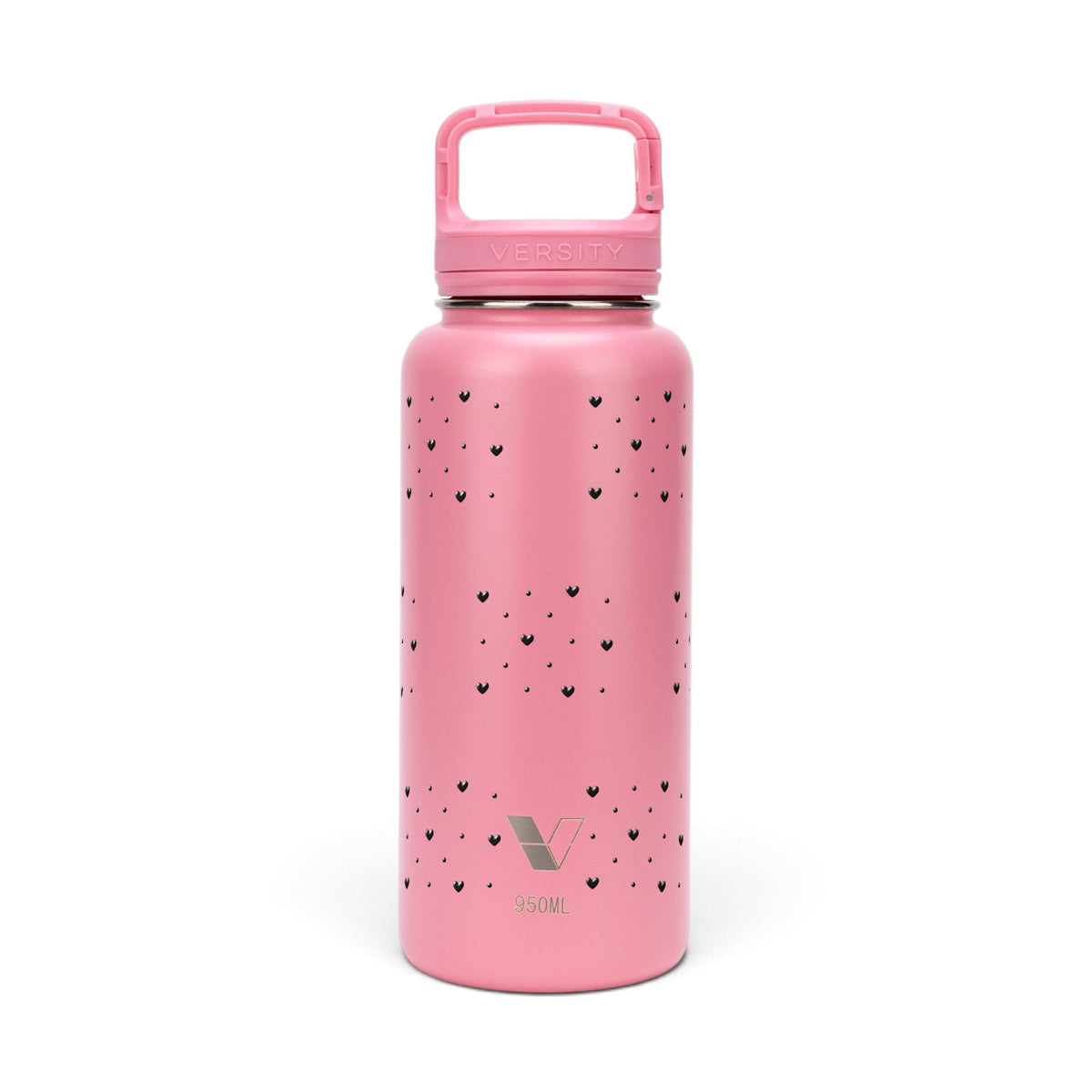 Garrafa Térmica Versity ColdKeeper 950ml Corações Preta Rosa Chiclete