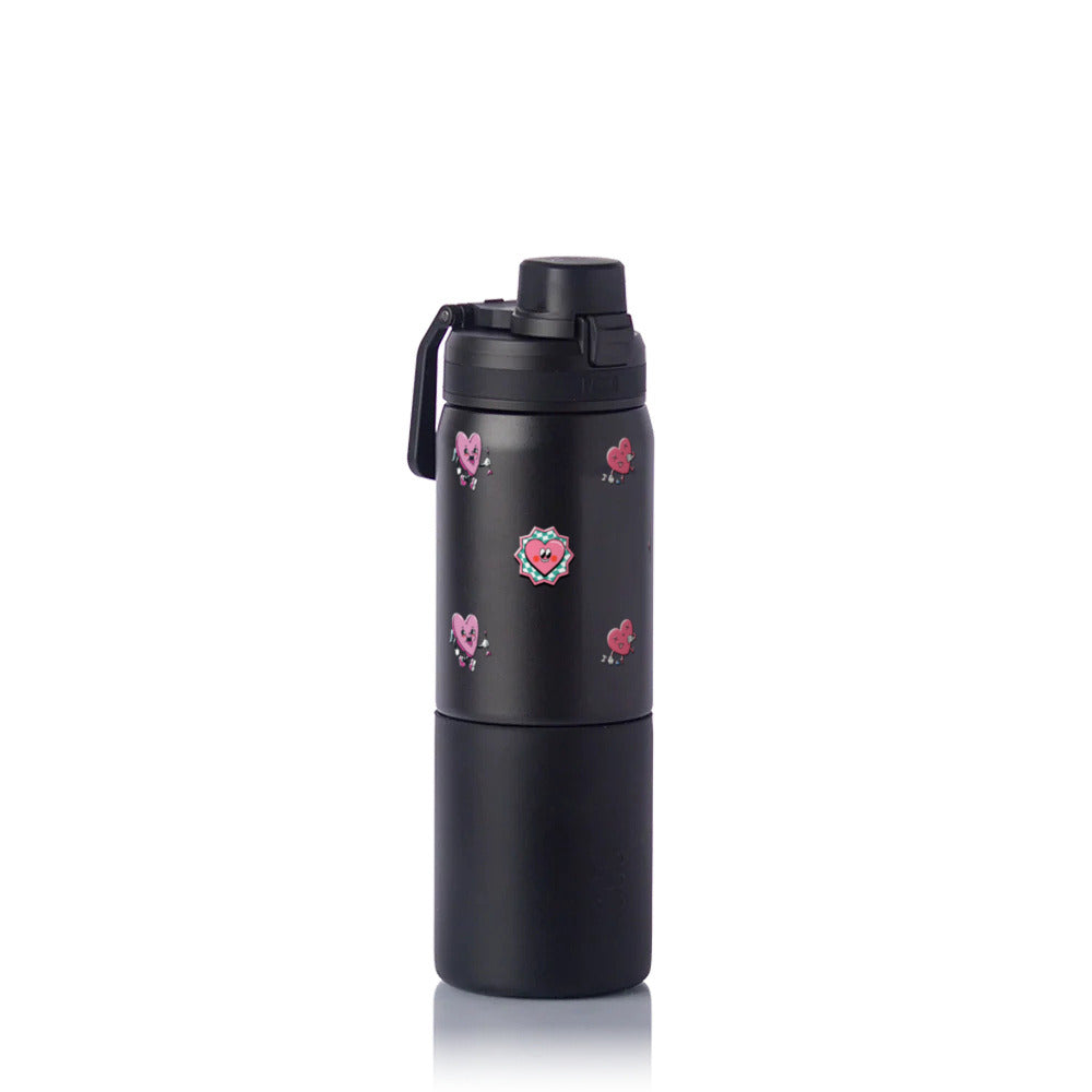Garrafa Térmica PACCO Nexa 600ml Corações PRETO