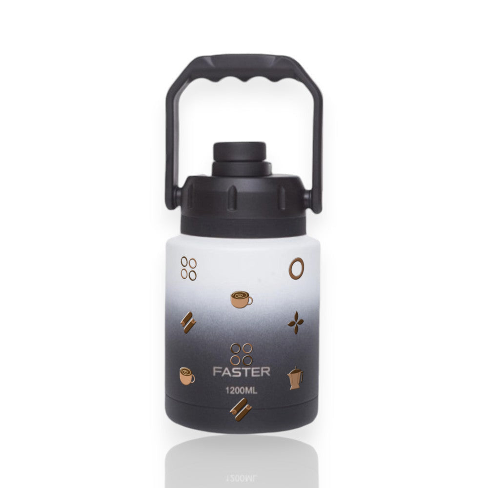 Garrafa Térmica Faster Growler 1200ml Coffee Preta com branco
