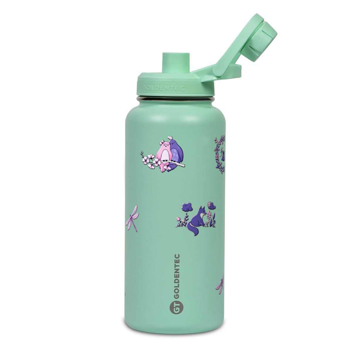 Garrafa Térmica Goldentec 1000ml Natureza Lilás Verde Menta