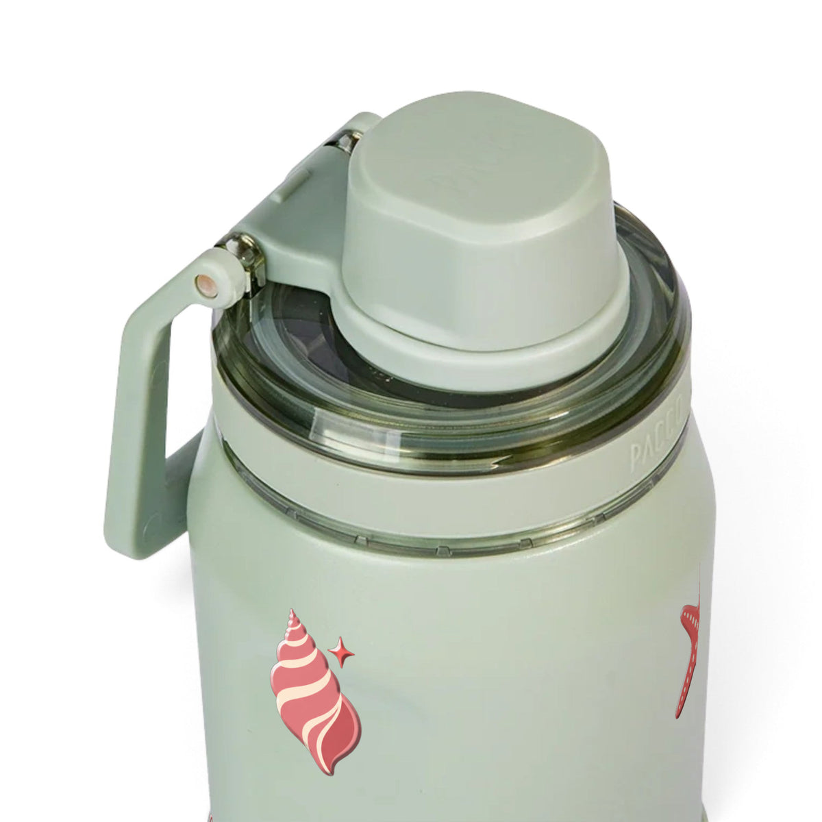 Garrafa Térmica PACCO Vyta 350ml Ocean Blush Aqua Grey, detalhe da tampa