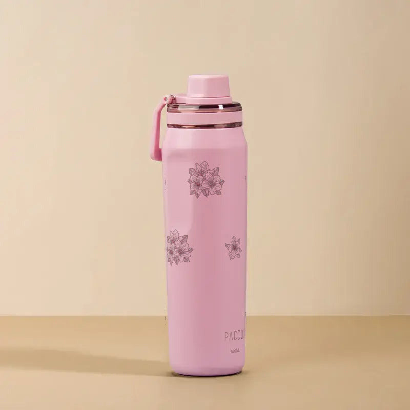 Garrafa Térmica PACCO Vyta 650ml Floral Rosa Sweet Rose, foto de estúdio