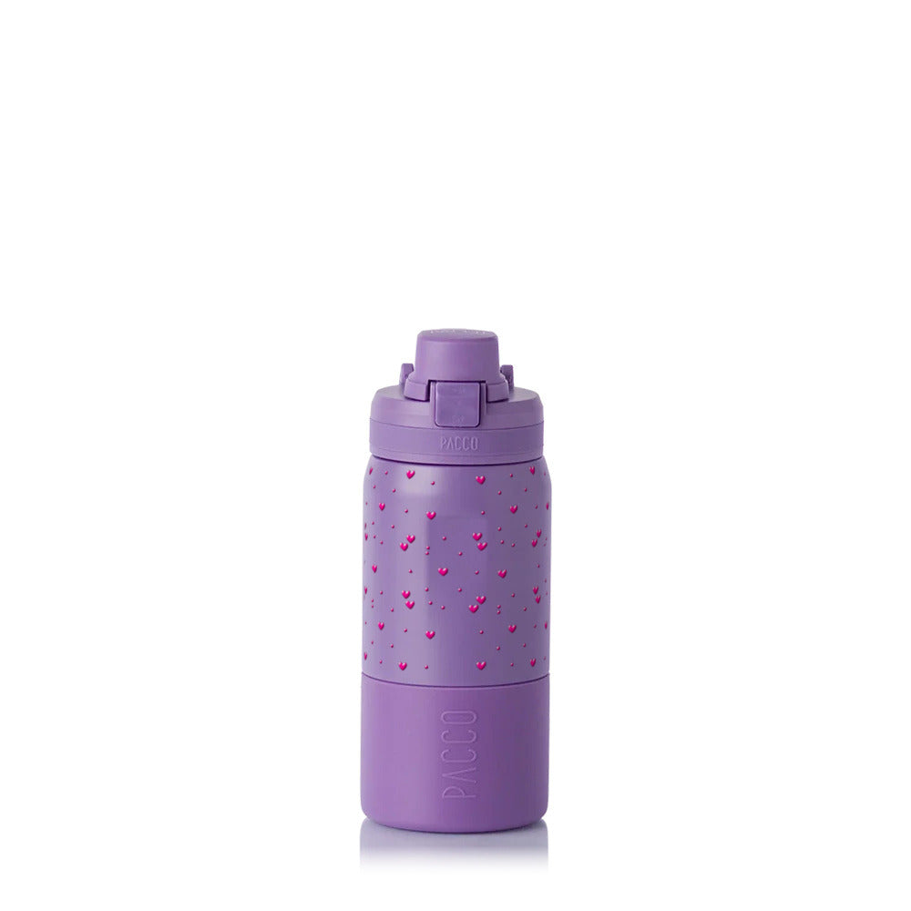 Garrafa Térmica PACCO Nexa 440ml Corações Rosa Purple Haze, frente