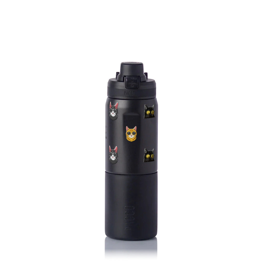 Garrafa Térmica PACCO Nexa 600ml Gatos de Óculos PRETO, frente
