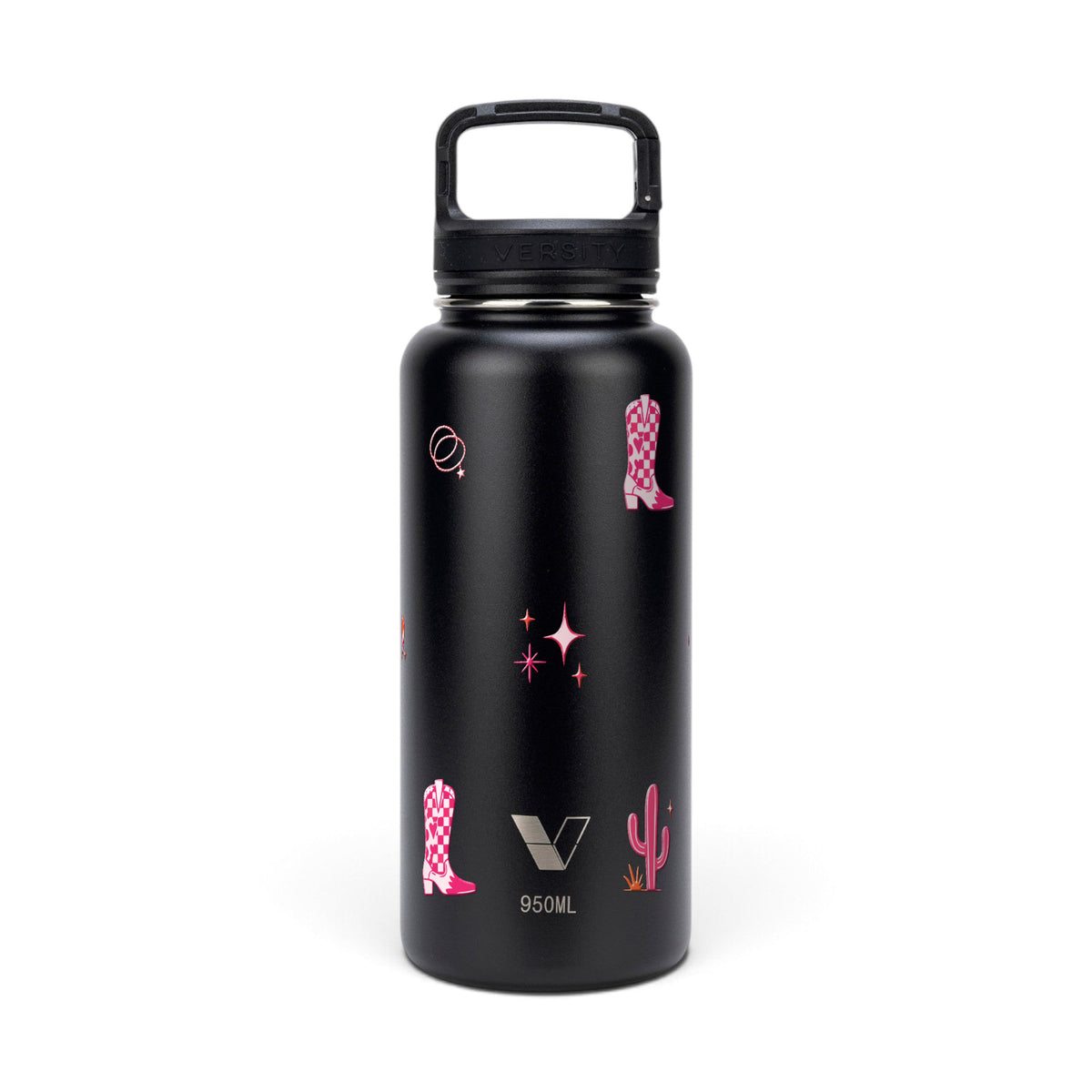Garrafa Térmica Versity ColdKeeper 950ml Country Rosa Preta, frente