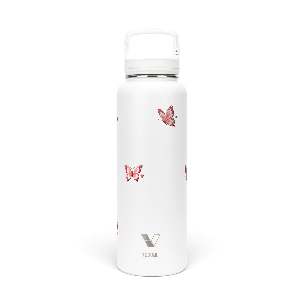 Garrafa Térmica Versity ColdKeeper 1200ml Rosé Butterfly Branca, frente