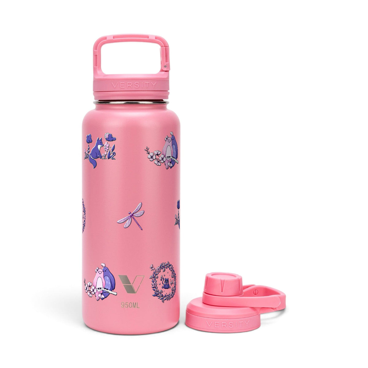 Garrafa Térmica Versity ColdKeeper 950ml Natureza Lilás Rosa Chiclete, frente