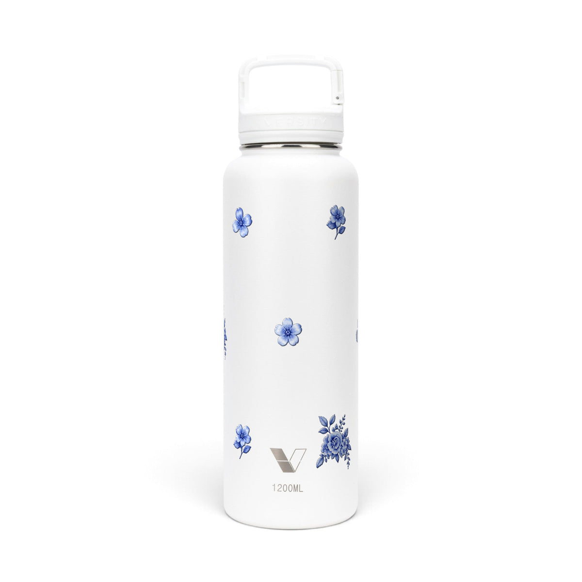 Garrafa Térmica Versity ColdKeeper 1200ml Jardim Azul Branca, frente