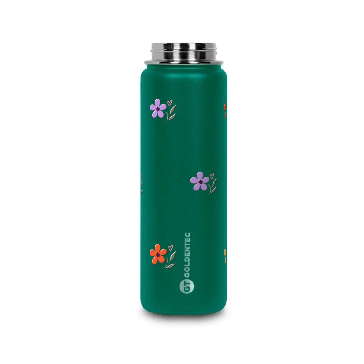 Garrafa Térmica Goldentec 750ml Floral Club Verde Militar, frente