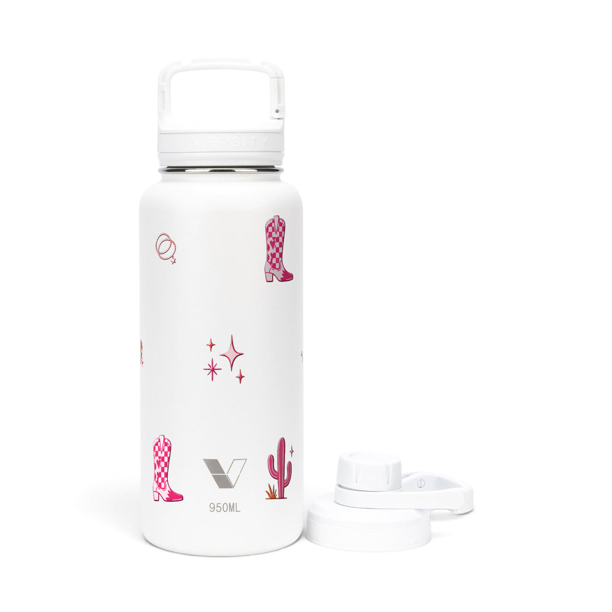 Garrafa Térmica Versity ColdKeeper 950ml Country Rosa Branca, frente