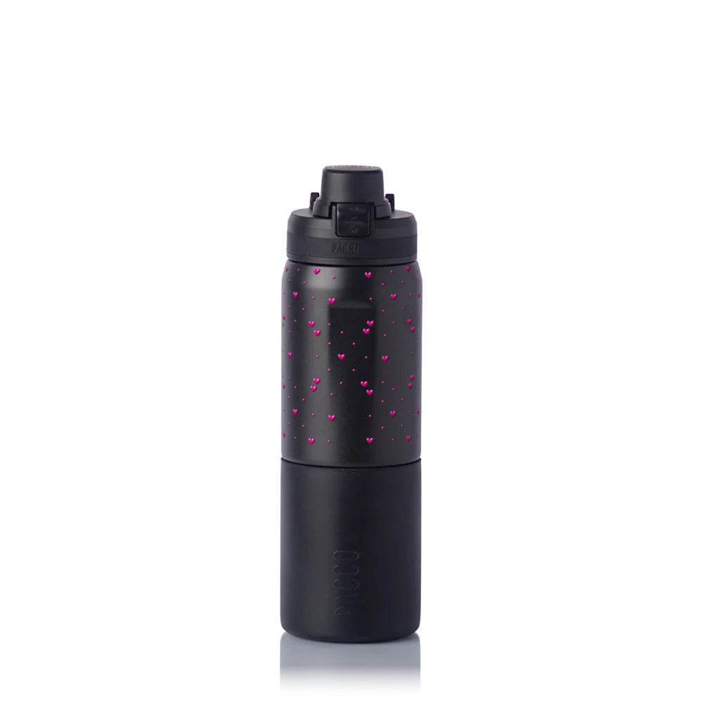 Garrafa Térmica PACCO Nexa 600ml Corações Rosa PRETO, frente