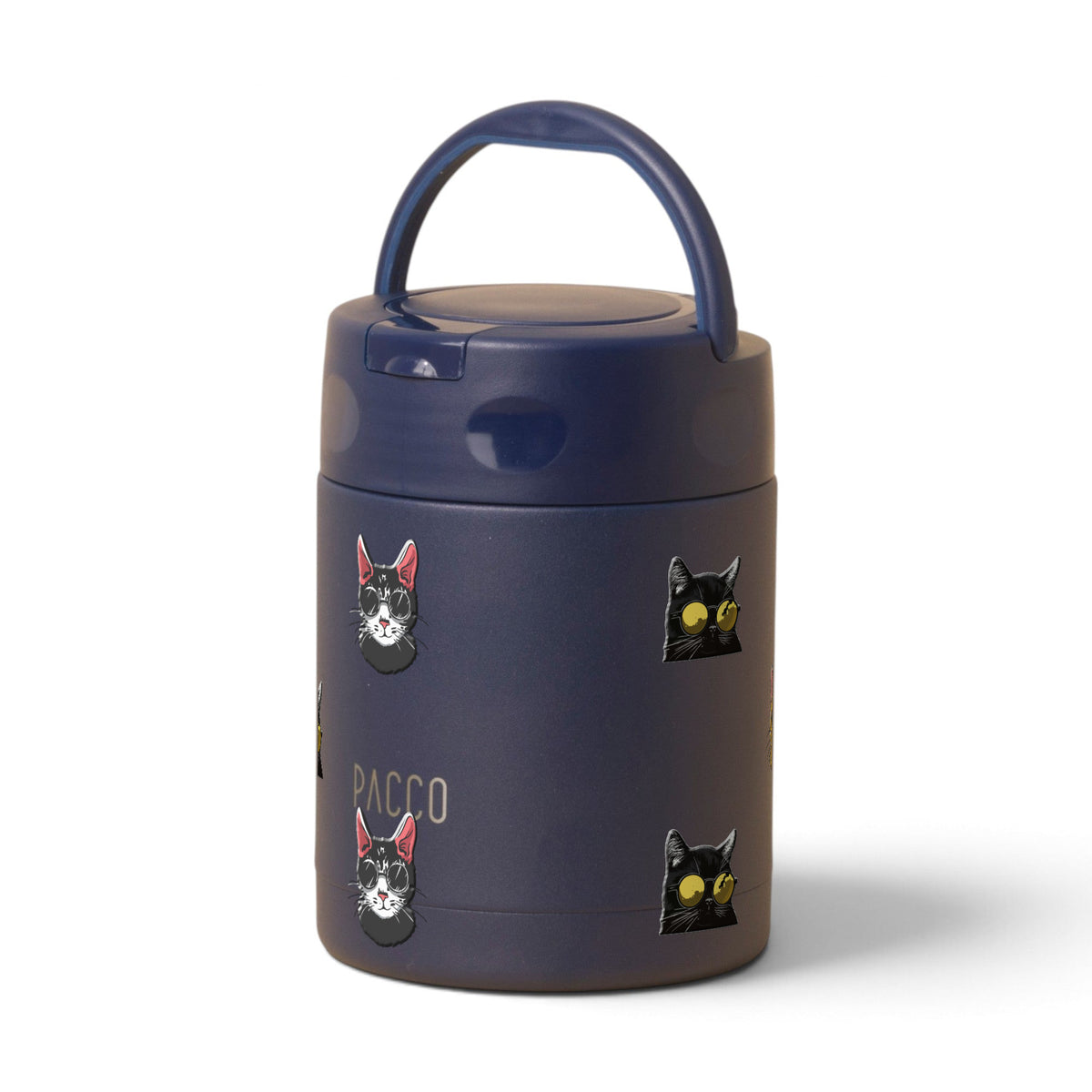 Pote Térmico PACCO FoodJar 350ml Gatos de Óculos Marinho, frente