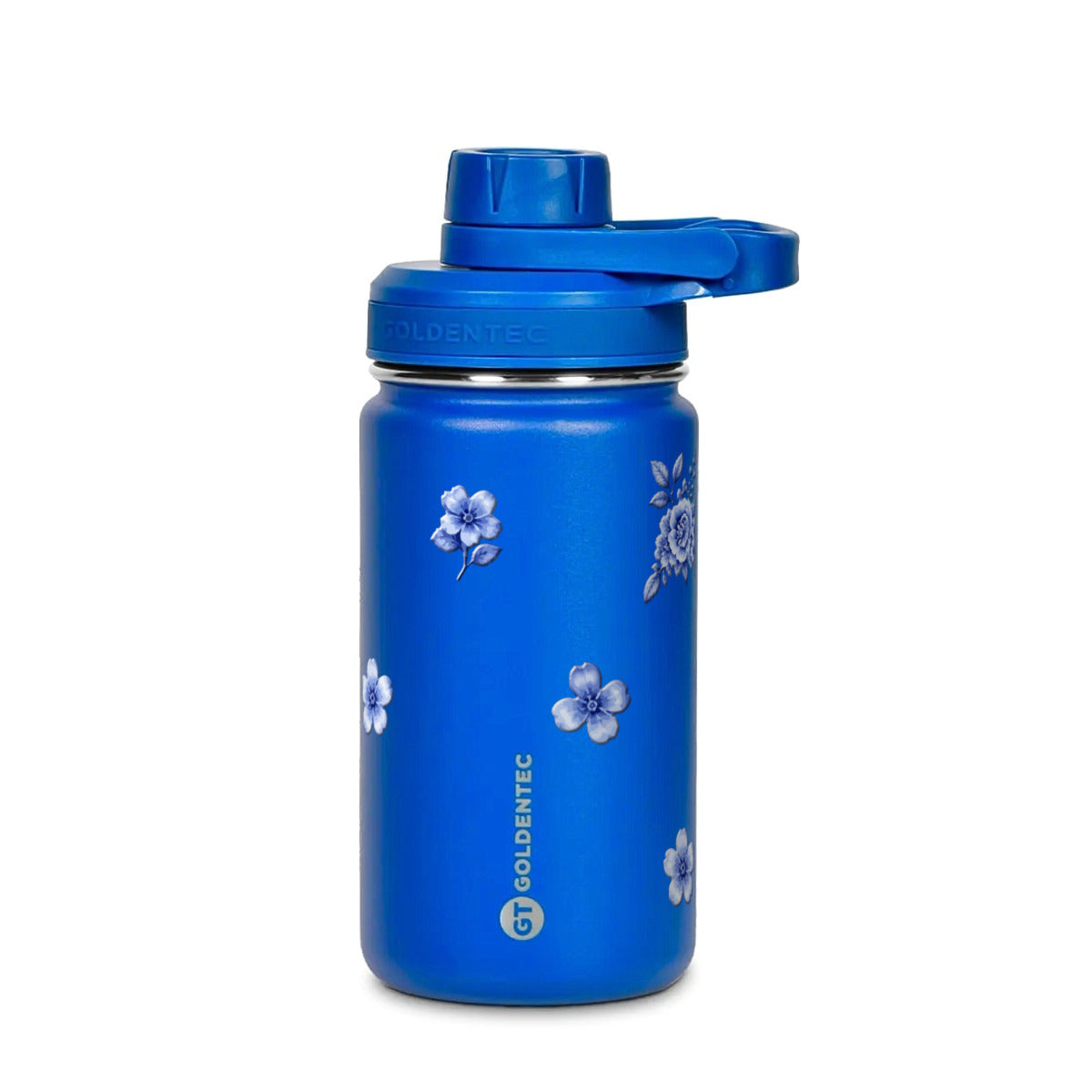 Garrafa Térmica Goldentec 350ml Jardim Azul Azul, frente